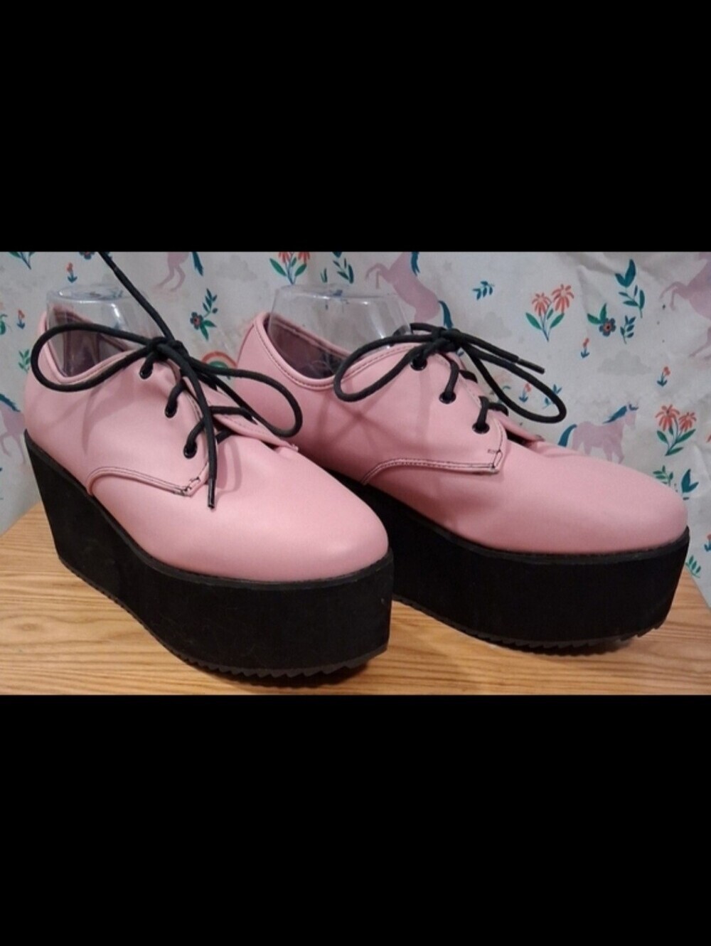 EUC Strange Cvlt YRU Stomp Pink & Black Platform Emo Goth Club Sneaker Shoe SZ